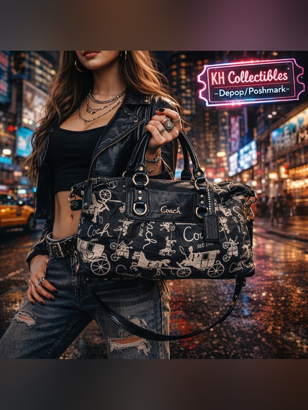 2010 Coach Ashley Horse & Carriage Satchel Black Sateen & Patent Leather - Picture 13 of 13